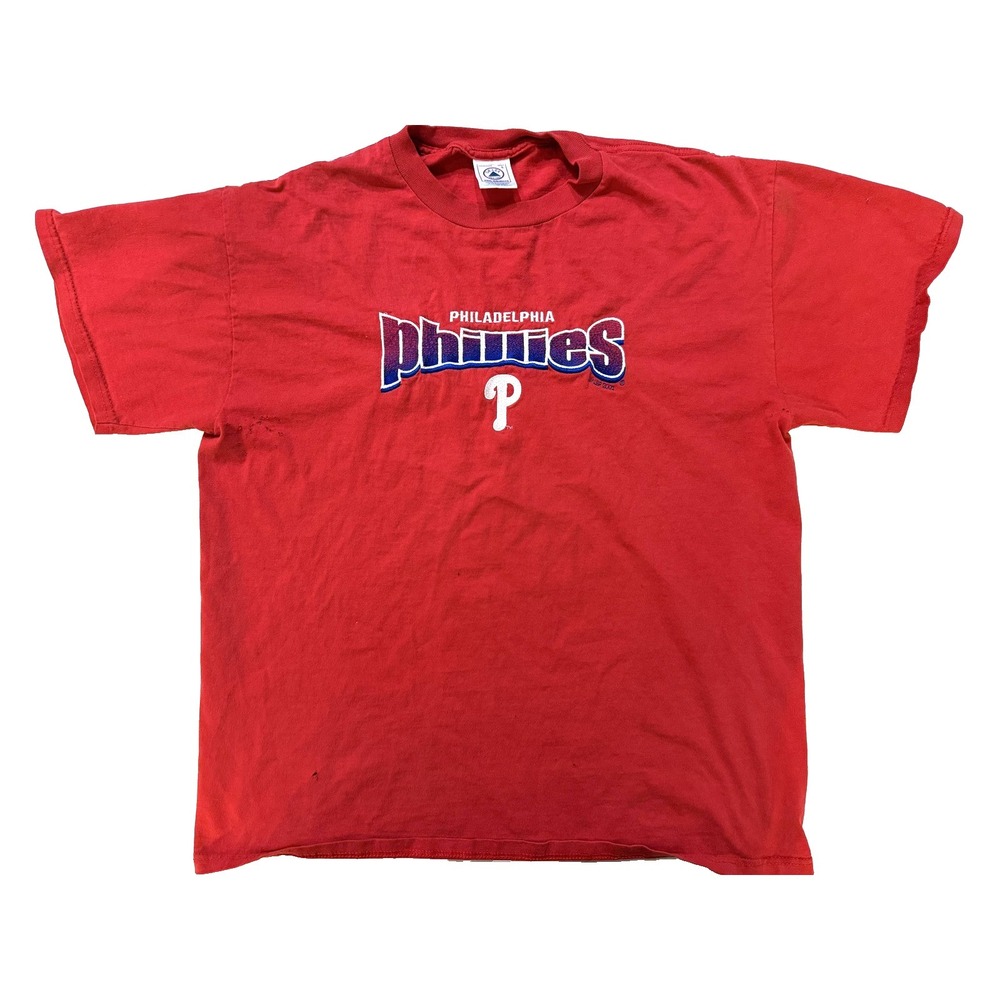 Vintage 2001 Philadelphia Phillies Shirt Mens Large‎ Red MLB Embroidered SS Y2K